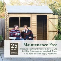 8' X 6' Forest 4Life 25yr Guarantee Overlap Pressure Treated Windowless Double Door Apex Wooden Shed With Lean To (2.42m X 2.64m) -Lifetina Shop 4 4life maintenance free 48