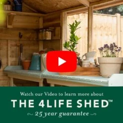 8' X 6' Forest 4Life 25yr Guarantee Overlap Pressure Treated Windowless Double Door Apex Wooden Shed With Lean To (2.42m X 2.64m) -Lifetina Shop 4life video thumbnail image 1 1 19