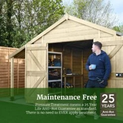 10' X 8' Forest Timberdale 25yr Guarantee Tongue & Groove Pressure Treated Double Door Apex Shed With Logstore (3.07m X 2.36m) -Lifetina Shop 5fg timberdalemaintanance free 16