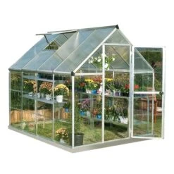 6'x8' Palram Canopia Hybrid Walk In Silver Polycarbonate Greenhouse (1.8x2.4m) -Lifetina Shop 701572 hybrid 6x8 silver cutout1