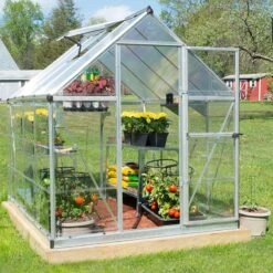 6'x8' Palram Canopia Hybrid Walk In Silver Polycarbonate Greenhouse (1.8x2.4m) -Lifetina Shop 701572 hybrid 6x8 silver no2