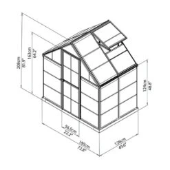6'x4' Palram Canopia Harmony Small Silver Polycarbonate Greenhouse (1.8x1.2m) -Lifetina Shop 701634 harmony greenhouse 6x4 palram isoview