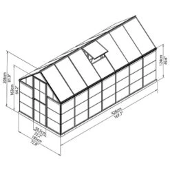 6'x14' Palram Canopia Hybrid Large Walk In Silver Polycarbonate Greenhouse (1.8x4.2m) -Lifetina Shop 701788 hybrid 6x14 silver drawing1