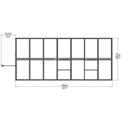 6'x14' Palram Canopia Hybrid Large Walk In Silver Polycarbonate Greenhouse (1.8x4.2m) -Lifetina Shop 701788 hybrid 6x14 silver drawing2