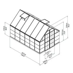 8'x12' Palram Canopia Balance Large Walk In Aluminium Framed Greenhouse (2.4x3.6m) -Lifetina Shop 701925 palram greenhouses balance 8x12 drawing isoview greenhouses