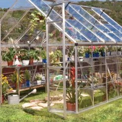 8' X 12' Palram Canopia Octave Silver Greenhouse (3.67m X 2.44m) -Lifetina Shop 701942 octave 8x12 silver greenhouse close up3 min 1