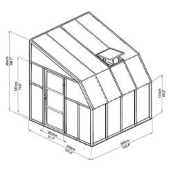 8'x8' Palram Canopia Rion White Sun Room Walk In Wall Greenhouse (2.4x2.4m) -Lifetina Shop 702121 sun room clear 8x8 drawing1