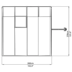 8'x8' Palram Canopia Rion White Sun Room Walk In Wall Greenhouse (2.4x2.4m) -Lifetina Shop 702121 sun room clear 8x8 drawing2