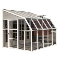 8'x10' Palram Canopia Rion White Sun Room Walk In Wall Greenhouse (2.4x3m) -Lifetina Shop 702124 sun room clear 8x10 cutout1