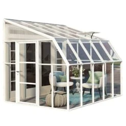 8'x10' Palram Canopia Rion White Sun Room Walk In Wall Greenhouse (2.4x3m) -Lifetina Shop 702124 sun room clear 8x10 cutout2