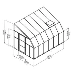 8'x12' Palram Canopia Rion White Sun Room Walk In Wall Greenhouse (2.4x3.6m) -Lifetina Shop 702131 sun room clear 8x12 drawing1