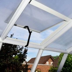 8'x16' Palram Canopia Rion White Sun Room Walk In Wall Greenhouse (2.4x4.8m) -Lifetina Shop 702135 sun room clear 8x16 window1