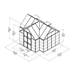 12'x10' Palram Canopia Victory Orangery Large Walk In Polycarbonate Greenhouse (3.6x3m) -Lifetina Shop 702422 12x10 palram greenhouses victory orangery drawing