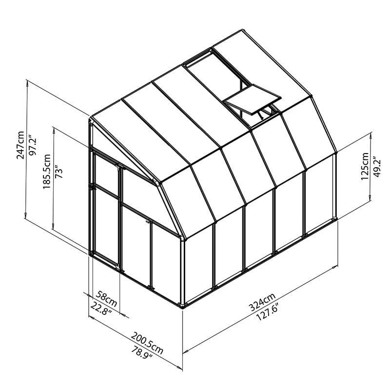 6'x10' Palram Canopia Rion White Sun Room Walk In Wall Greenhouse (1.8x3m) 4 6'x10' Palram Canopia Rion White Sun Room Walk In Wall Greenhouse (1.8x3m) - Image 4
