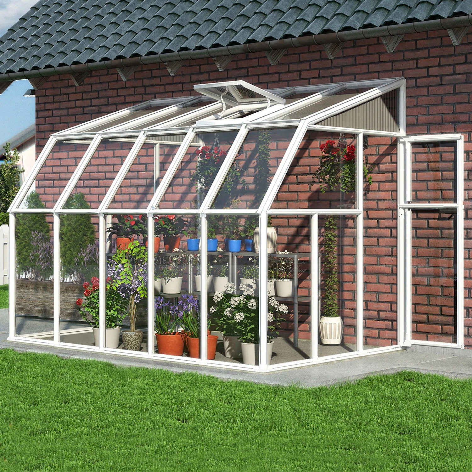 6'x10' Palram Canopia Rion White Sun Room Walk In Wall Greenhouse (1.8x3m) 1 6'x10' Palram Canopia Rion White Sun Room Walk In Wall Greenhouse (1.8x3m)