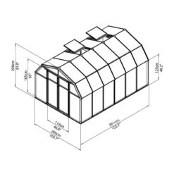 8'x12' Palram Canopia Rion Hobby Gardener Large Green Greenhouse (2.4x3.6m) -Lifetina Shop 702497 rion greenhouses hobbygardener 8x12 drawing isoview