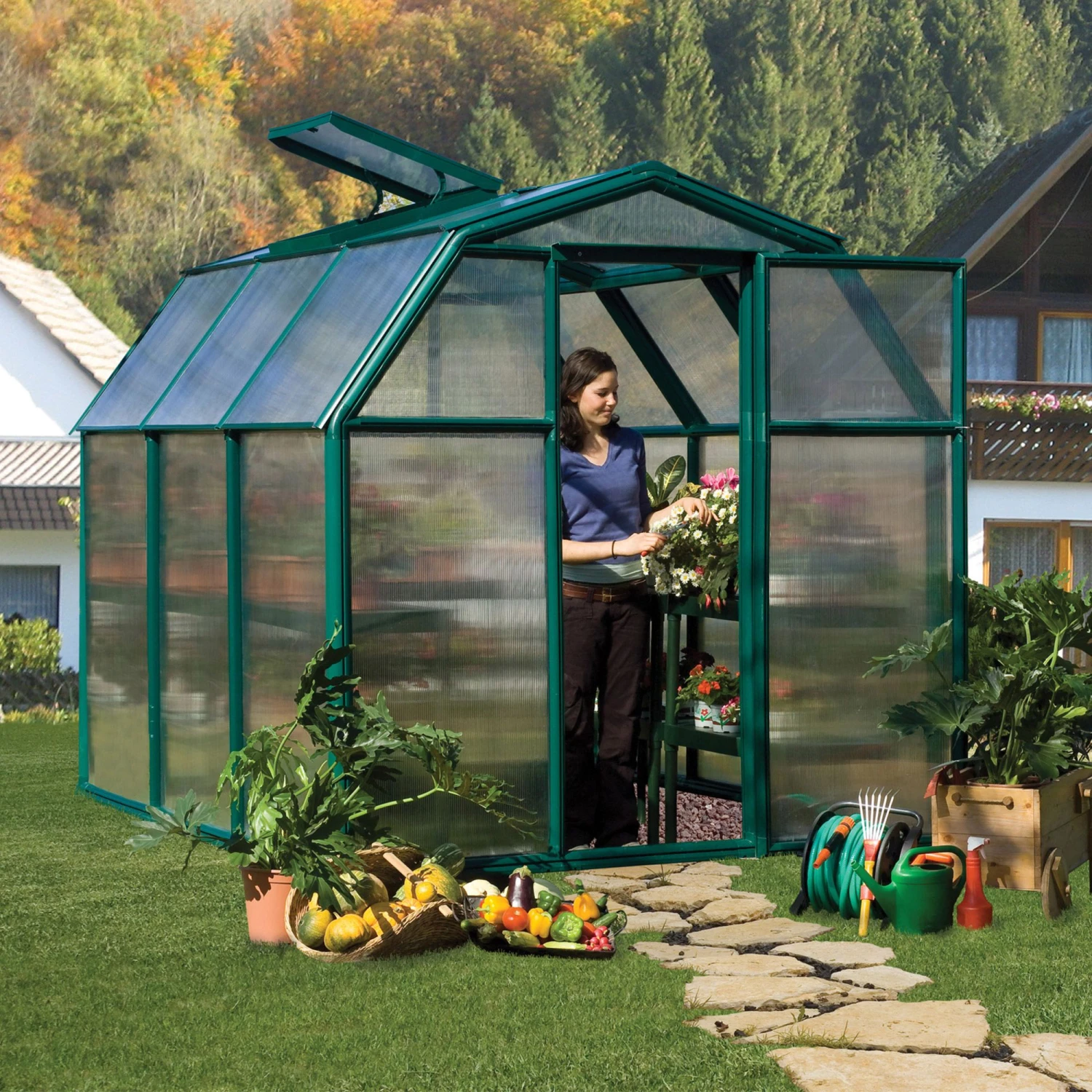 6'x6' Palram Canopia Rion EcoGrow Small Green Polycarbonate Greenhouse (1.8x1.8m) 1 6'x6' Palram Canopia Rion EcoGrow Small Green Polycarbonate Greenhouse (1.8x1.8m)