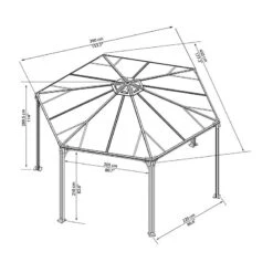 15x13 Palram Canopia Monaco Grey Hexagon Garden Gazebo -Lifetina Shop 702563 monaco hexagonal gazebo palram isoview