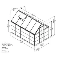 6' X 10' Palram Canopia Hybrid Grey Greenhouse (1.85m X 3.06m) -Lifetina Shop 702767 hybrid 6x10 grey greenhouse drawing min 1