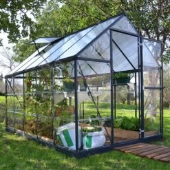 6' X 10' Palram Canopia Hybrid Grey Greenhouse (1.85m X 3.06m) -Lifetina Shop 702767 hybrid 6x10 grey greenhouse insitu4 min 1