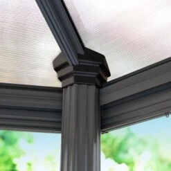 12' X 14' Palram Canopia Roma Hexagonal Garden Gazebo - Grey (3.59m X 4.15m) -Lifetina Shop 703445 12x14 palram roma hexagonal gazebo close up1 min 1