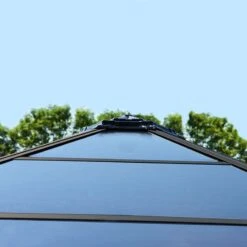 12' X 14' Palram Canopia Roma Hexagonal Garden Gazebo - Grey (3.59m X 4.15m) -Lifetina Shop 703445 12x14 palram roma hexagonal gazebo close up5 min 1