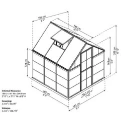 6' X 6' Palram Canopia Hybrid Grey Greenhouse (1.85m X 1.86m) 9 6' X 6' Palram Canopia Hybrid Grey Greenhouse (1.85m X 1.86m) -Lifetina Shop 703484 hybrid 6x6 grey greenhouse drawing min 1