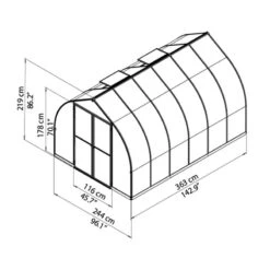 8'x12' Palram Canopia Bella Large Walk In Silver Aluminium Framed Greenhouse (2.4x3.6m) -Lifetina Shop 703730 07