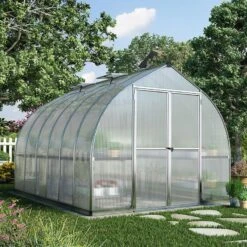 8'x12' Palram Canopia Bella Large Walk In Silver Aluminium Framed Greenhouse (2.4x3.6m)