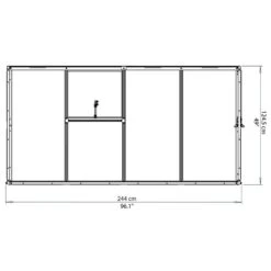 8'x4' Palram Canopia Hybrid Silver Lean To Wall Walk In Greenhouse (2.4x1.22m) -Lifetina Shop 704052 lean to grow house 8x4 silver hybrid drawing2
