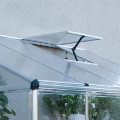 8'x4' Palram Canopia Hybrid Silver Lean To Wall Walk In Greenhouse (2.4x1.22m) -Lifetina Shop 704052 lean to grow house 8x4 silver hybrid roof vent2