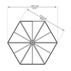 8x7 Palram Canopia Oasis Hexagonal Polycarbonate Greenhouse -Lifetina Shop 704053 8ft palram oasis hexagonal polycarbonate greenhouse drawing2