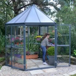 8x7 Palram Canopia Oasis Hexagonal Polycarbonate Greenhouse -Lifetina Shop 704053 8ft palram oasis hexagonal polycarbonate greenhouse no3