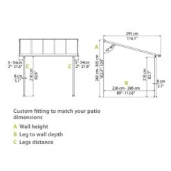 10x10 Palram Canopia Olympia Grey Patio Cover With Clear Panels -Lifetina Shop 704215 palram olympia patio cover roof grey 3x3 05 drawing3