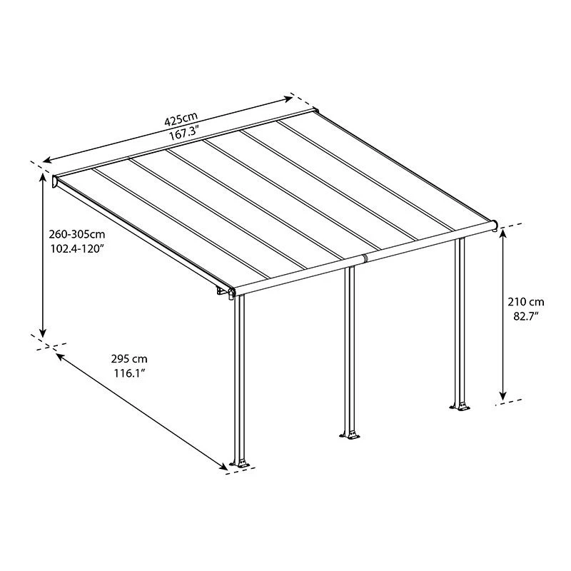 10x14 Palram Canopia Olympia Grey Patio Cover With Clear Panels 2 10x14 Palram Canopia Olympia Grey Patio Cover With Clear Panels - Image 2