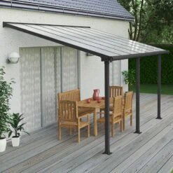 10x14 Palram Canopia Olympia Grey Patio Cover With Clear Panels