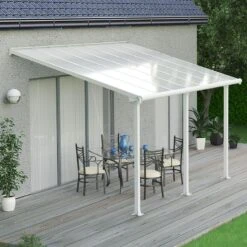 10x14 Palram Canopia Olympia White Patio Cover With Clear Panels