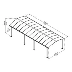 12' X 28' Palram Canopia Arcadia 8500 Grey Metal Carport (3.59m X 8.58m) -Lifetina Shop 704340 arcadia 8500 grey carport drawing min 1