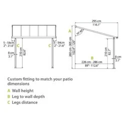 10x20 Palram Canopia Olympia White Patio Cover With Clear Panels -Lifetina Shop 704352 palram olympia patio cover roof white 3x6 1 drawing3