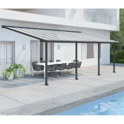 10' X 24' Palram Canopia Olympia Grey Patio Cover With Clear Panels (2.95m X 7.39m)