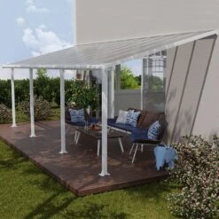 10' X 24' Palram Canopia Olympia White Patio Cover With Clear Panels (2.95m X 7.39m)