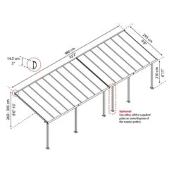 10' X 32' Palram Canopia Olympia White Patio Cover With Clear Panels (2.95m X 9.80m) -Lifetina Shop 704361 10x32 palram olympia white patio cover clear panels drawing1 min 1