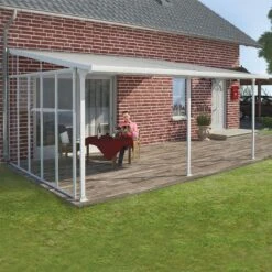 13' Palram Canopia Patio Cover Side Wall Series 4 - White -Lifetina Shop 704483 13ft palram patio cover side wall 4 insitu3 min