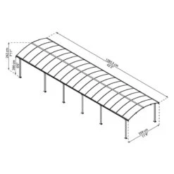 12' X 42' Palram Canopia Arcadia 12700 Grey Metal Carport (3.59m X 12.86m) -Lifetina Shop 704642 arcadia 12700 grey carport drawing min 1