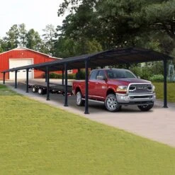 12' X 42' Palram Canopia Arcadia 12700 Grey Metal Carport (3.59m X 12.86m)