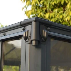 12x12 Palram Canopia Ledro 3600 Enclosed Grey Gazebo -Lifetina Shop 704745 palram ledro 3600 enclosed grey gazebo gutters