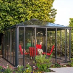 12x12 Palram Canopia Ledro 3600 Enclosed Grey Gazebo -Lifetina Shop 704745 palram ledro 3600 enclosed grey gazebo no5