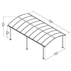 12' X 21' Palram Canopia Arcadia 6400 Grey Metal Carport (3.59m X 6.44m) -Lifetina Shop 705516 arcadia 6400 grey carport drawing min 1