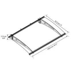 5' X 3' Palram Canopia Altair 1500 Grey Door Canopy (1.51m X 0.92m) -Lifetina Shop 705531 canopy altair 1500 grey clear drawing min 1