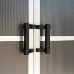 11' X 21.3' Palram Canopia Yukon Dark Grey Plastic Shed With WPC Floor (3.32m X 6.43m) 32 11' X 21.3' Palram Canopia Yukon Dark Grey Plastic Shed With WPC Floor (3.32m X 6.43m) -Lifetina Shop 705724 yukon 11x21 dark grey shed with floor close up10 min 1